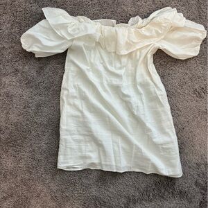 H&M Cream Strapless puff sleeve Top